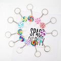 Silver Tone Colorful Swirl Lollipop Novelty Keychains view 1