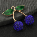 Rhinestone Cherry Charm Pendant Enamel Leaves Five Colors Two Sizes view 6