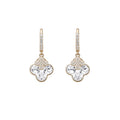 Crystal Clover And Pearl Huggie Drop Earrings Fashion Jewelry view 5