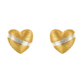 Brushed Heart Stud Earrings with Contrasting Wire Bands view 5