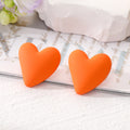 Colorful Matte Chunky Asymmetrical Heart Stud Earrings view 2
