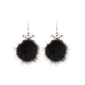 Snowflake Faux Fur Pom Pom Drop Earrings in White and Black view 5