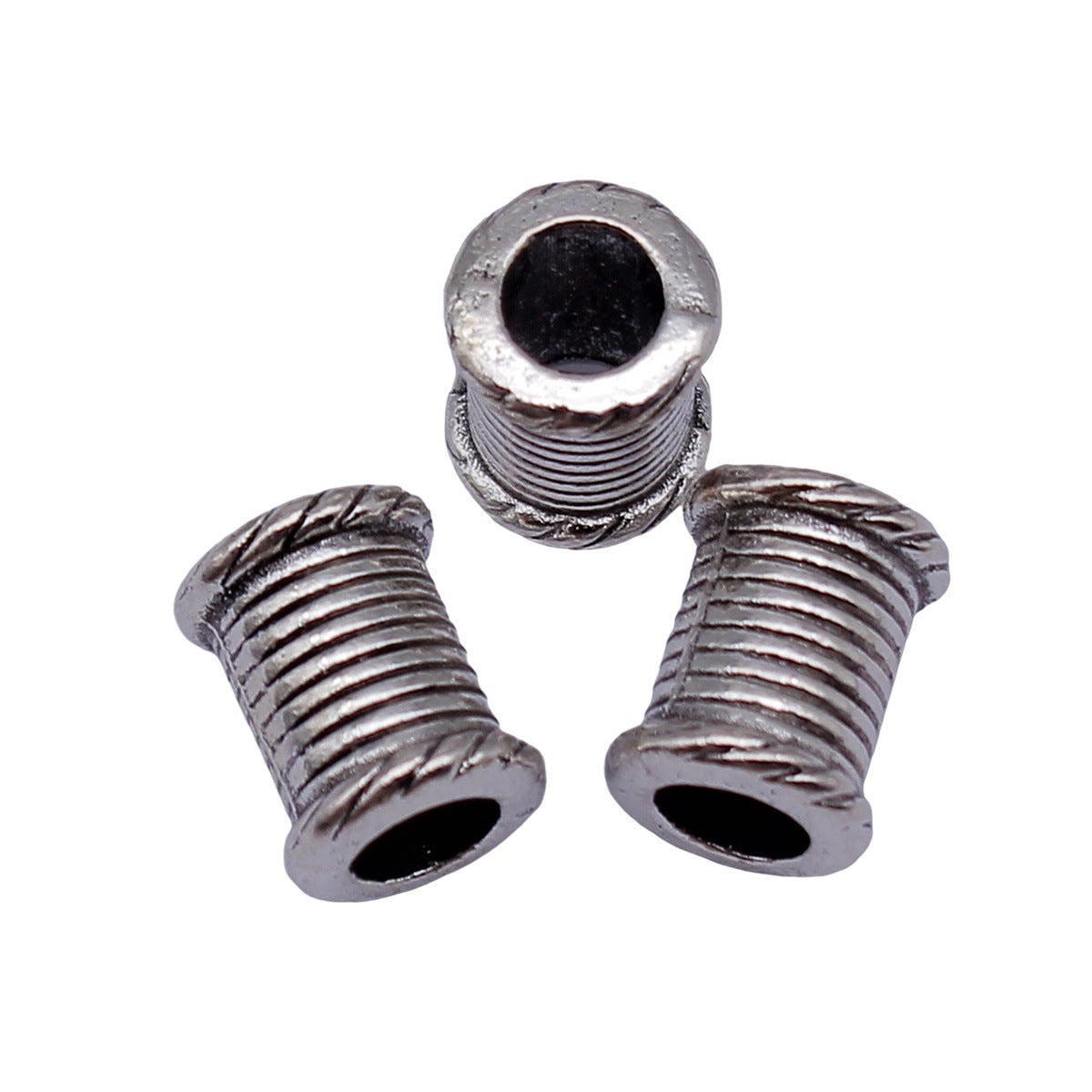 11x9.1x9.1mm 2g Antique Silver Zinc Alloy Round Rope Pattern Large Hole Beads for Bracelet Making