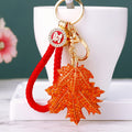 Full Crystal Maple Leaf Keychains with Red Braided and Clasp Free Loop Options view 3
