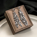 Metal Leaf Wheat Tassel Drop Earrings Gold Silver Tone view 7
