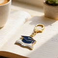 Enamel Navy Grad Cap Open Book Charm Gold Lobster Clasp view 4
