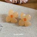 Cream Resin Flower Stud Earrings With Orange Centers view 2