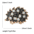 Crystal Hedgehog Brooch Black Opal Stones Gold Silver view 5
