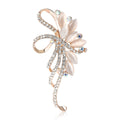 Shell Effect Leaf Cluster Brooch With Crystal Ribbon Loops view 5