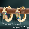 Gold Tone Rainbow Stone Rectangular Hoop Earrings Polished Metal Jewelry view 4