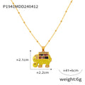 Gold Enamel Crystal Elephant Pendant Necklaces Four Colors view 9