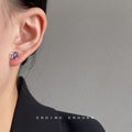 Faceted Cube Stud Earrings In Six Glass Like Color Options view 3