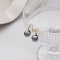 Gray Pearl Look Gold Tone Hook Earrings in Three Sizes view 4