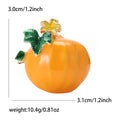 Orange Enamel Pumpkin Brooch Green Leaf Yellow Flower Pin view 6