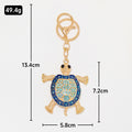 Gold Rhinestone Turtle Keychain Enamel Shell Bag Charm view 2