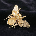 Gold Tone Enamel Bee Brooch Crystal Wing Flower Pin view 3