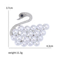 Pearl Body Crystal Neck Swan Brooch in Three Metal Tones view 5