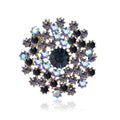 Round Floral Crystal Brooch in Purple and Blue Decorative Lapel Accessory view 1