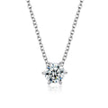 Silver Tone Six Prong Round Clear Stone Pendant Necklace view 5