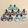 Black Heart Stud Christmas Printed Round Acrylic Drop Earrings view 1