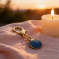 Deep Blue Scallop Shell Enamel Keychain Gold Clasp view 3