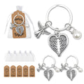 Silver Angel Heart Wings and Pearl Keychain and Attached Hardware view 1