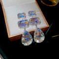 Rectangular Crystal Teardrop Stud Earrings Fashion Jewelry view 6