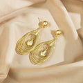 Layered Open Teardrop Gold Tone Long Stud Earrings view 4