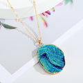Gold Tone Irregular Druzy Geode Pendant Necklaces in Eleven Designs view 4