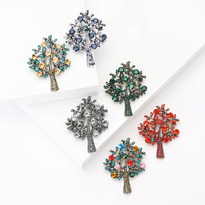 Front view of branching tree silhouette filled with small faceted leaf stones