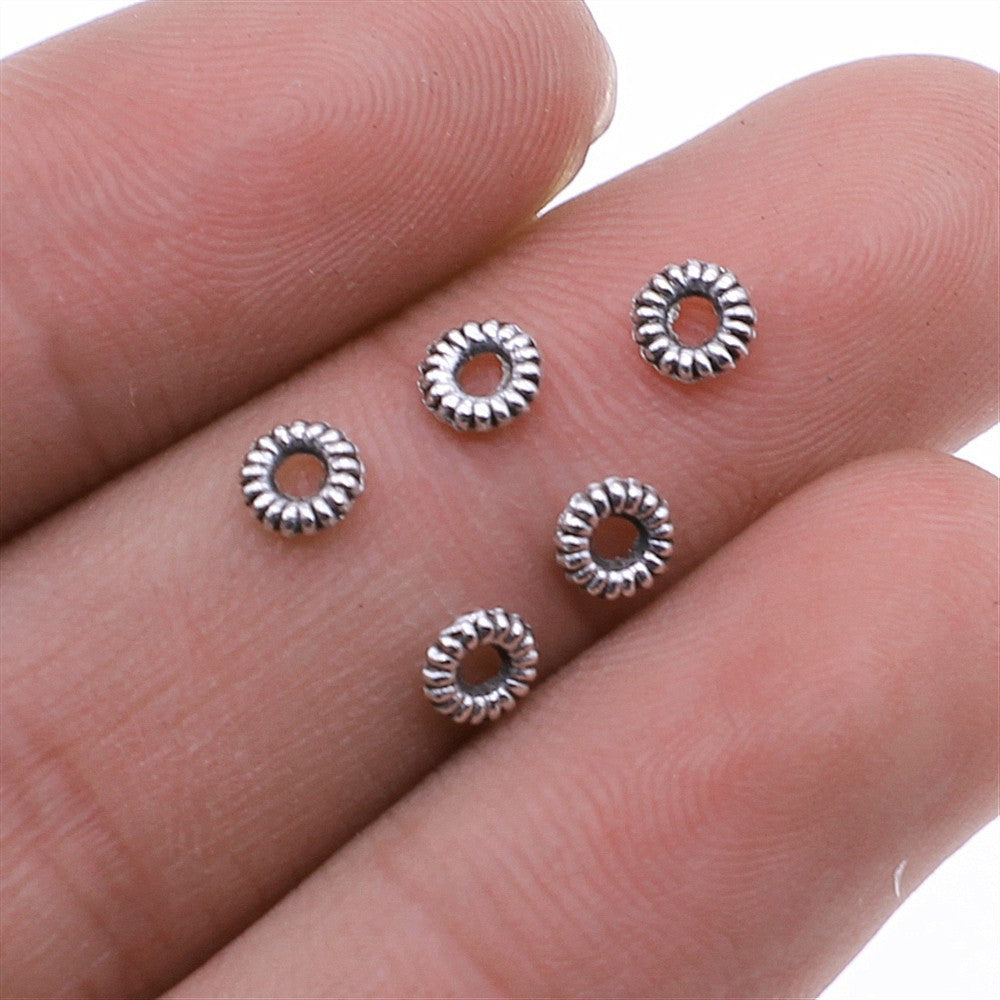 4mm 0.1g Multicolor Zinc Alloy Round Small Hole Spacer Beads for Bracelet Necklace DIY Jewelry Making