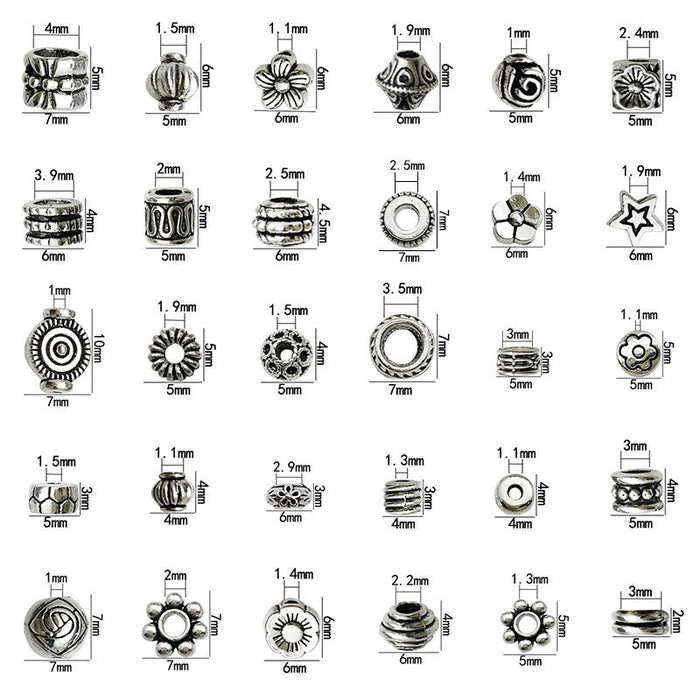 Antique Silver Spacer Bead Metal Beads with 32 Listed Options