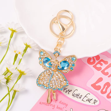 Rhinestone Angel Fairy Keychain Metal Ballerina Bag Charm