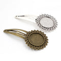 Ornate Round and Oval Bezel Tray Metal Hair Clip Blanks view 3