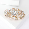 Open Scroll Crystal Clasp Brooch in Gold or Silver Tone view 4