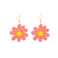 Six Color Woven Large Daisy Statement Hook Earrings view 7