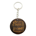 Wood Best Friend Round Disc Keychain Engraved Charm view 5