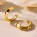 Rounded C Hoop Earrings in Three Sizes and Metal Finishes view 4