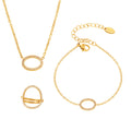 Oval Zircon Circle Necklace Bracelet Ring Titanium Steel view 5
