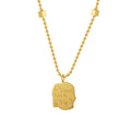 Good Luck Smiley Disc Pendant Ball Chain Gold Necklace view 5
