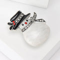 White Shell Look Snowman Brooch in 1 Style Metal Pin view 2