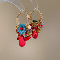 Beaded Elephant And Fish Charm Hoop Earrings Statement Jewelry view 6