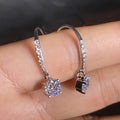 Silver Tone Four-Prong Round CZ Drop Hook Earrings view 3