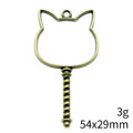 Cat Head Open Frame Charm In Antique Bronze For Jewelry Making view 3
