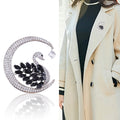 Crescent Moon Swan Brooch Black or Clear Rhinestone Body view 3