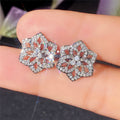Silver Tone Clear Stone Layered Flower Stud Earrings view 4