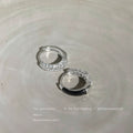 Silver Tone Half Pave Clear Stone Huggie Hoop Earrings For Women view 3