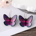 Silver Tone Five Design Colorful Printed Acrylic Butterfly Kidney Wire Earrings view 2