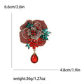 Rhinestone Peony Flower Brooch with Teardrop Pendant view 5