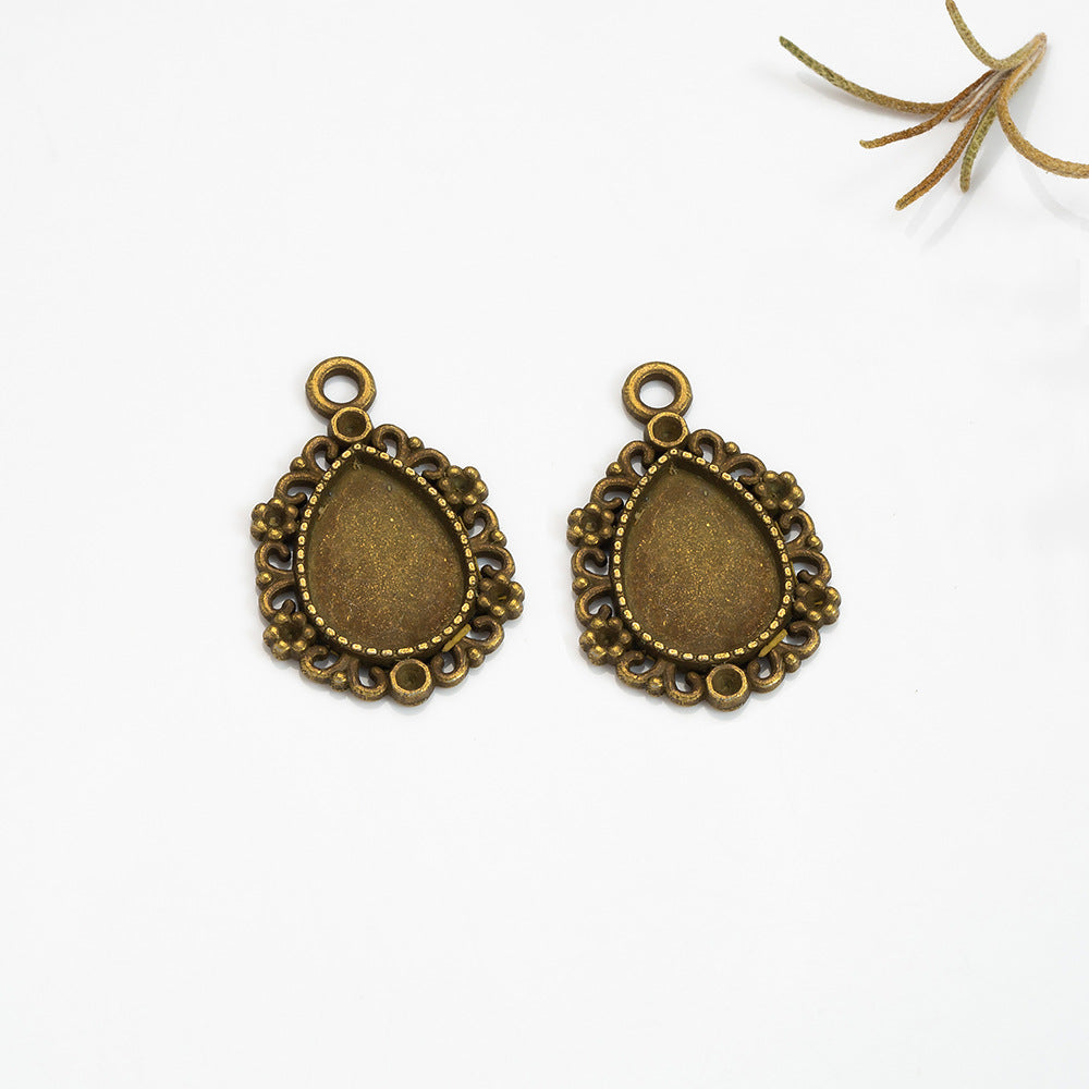 Vintage 14x10mm Teardrop Bezel Setting Pendant for DIY Necklaces